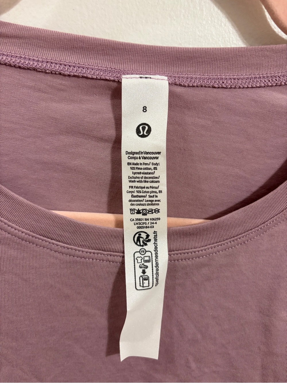 Lululemon Cates T-Shirt in Lavender Lux- Brand New with Tags - Picture 7 of 7